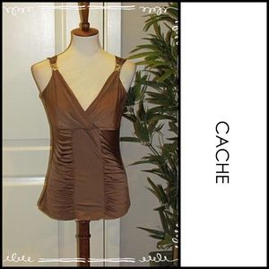 👚Cache Ruched V-Neck Top w/Embellished  #134